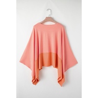 Grapefruit Orange Contrast Color Patchwork Oversized Side Split Top - L thumbnail
