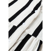 Black Stripe Crinckled Ruffled Sleeve Button up Loose Shirt - XL thumbnail
