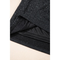 Black Metallic Bowknot Open Back V Neck Top - L thumbnail