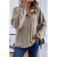 Jet Stream Color Contrast Ribbed Loose Fit Long Sleeve Top - L thumbnail