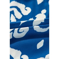 Blue Tribal Geometric Print 3/4 Sleeve Flowy Fit Blouse - L thumbnail