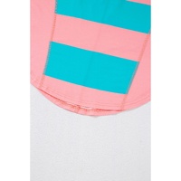 Light Blue Colorblock Striped Drop Shoulder Loose Top - S thumbnail