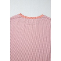Multicolour Corded Colorblock Patchwork Drop Shoulder Long Sleeve Top - M thumbnail