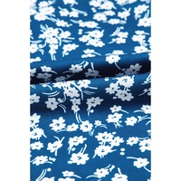 Blue Ditsy Floral Print Lantern Sleeve Blouse - S thumbnail