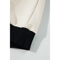 Jet Stream Color Block Edge Raglan Sleeve Crew Neck Textured Top - L thumbnail