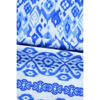 Blue Boho Printed 3/4 Sleeve Tied Neck Blouse - L thumbnail