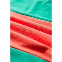 Grapefruit Orange Color Block Patchwork Collared V Neck Loose Top - L thumbnail