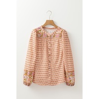Multicolour Boho Floral Mixed Print Puff Sleeve Shirt - L thumbnail