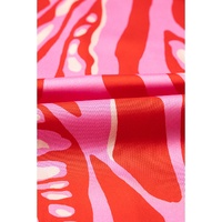Red Abstract Print V Neck Batwing Sleeve Oversized Blouse - L thumbnail