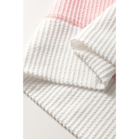 Peach Blossom Corded Colorblock Drop Shoulder Loose Top - L thumbnail