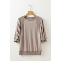 Goat Half Lantern Sleeve Solid Colour Pullover Top - L thumbnail