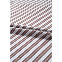 Chestnut Striped Stand V Neck Short Sleeve Blouse - L thumbnail