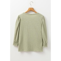 Laurel Green Textured Round Neck Half Sleeve Blouse - 2XL thumbnail