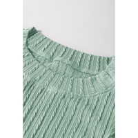 Moonlight Jade Solid Color Textured Flutter Sleeve Top - L thumbnail