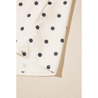 Apricot Polka Dot Print Frilled Collar Lantern Sleeve Blouse - L thumbnail