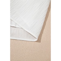 White Textured Ruffled Trim V Neck Flutter Flowy Top - L thumbnail