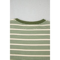 Green Stripe Contrast Edge Short Batwing Sleeve T Shirt - L thumbnail