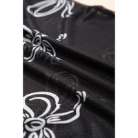 Black Bow Printed Mesh Short Sleeve Top - L thumbnail