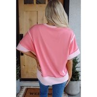 Peach Blossom USA Color Block High Low Crew Neck T Shirt - L thumbnail