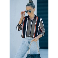 Black Brown Striped Modern Women Shirt - XL thumbnail