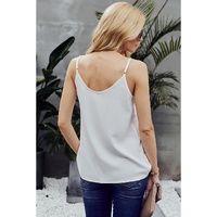 White Spaghetti Strap Buttoned Tank Top - S thumbnail