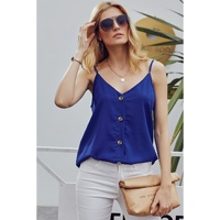 Azura Exchange Blue Spaghetti Strap Buttoned Tank Top - XL thumbnail