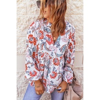 Azura Exchange Split Neck Bubble Sleeve Blouse - M thumbnail