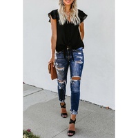 Black Forever Tonight Button Tie Top - M thumbnail
