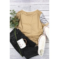 Khaki Bleached Leopard Print Crew Neck T Shirt - S thumbnail