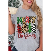 Azura Exchange Christmas Tree Pattern Crew Neck Graphic Tee - S thumbnail