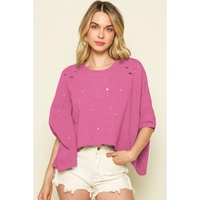 Azura Exchange Bleached Distressed Short Sleeve Top - S thumbnail