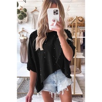 Azura Exchange Bleached Distressed Asymmetric Hem Tee - L thumbnail