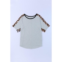 Azura Exchange Leopard Splicing O-neck Short Sleeve T Shirt - M thumbnail