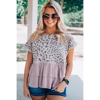 Azura Exchange Leopard Tiered Ruffle Top - S thumbnail
