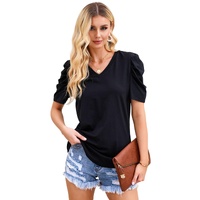 Azura Exchange V-Neck Puff Sleeve T-Shirt - S thumbnail