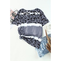 Azura Exchange Leopard Patchwork Short Sleeve Top - S thumbnail