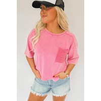 Azura Exchange Acid Wash Lace Patch Pocket T-Shirt - L thumbnail