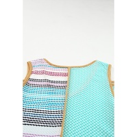 Azura Exchange Stripe Color Block Cold Shoulder Knit Top - L thumbnail