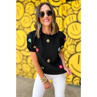 Azura Exchange Embroidered Flower Short Sleeve Tee - XL thumbnail