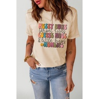 Azura Exchange MOMLIFE Slogan Graphic Print Crew Neck T Shirt in Khaki - L thumbnail