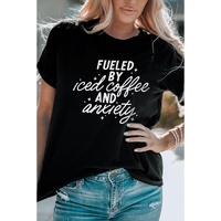 Black FUELED BY iced coffee AND anxiety Graphic Tee - S thumbnail