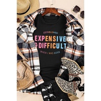 Black EXPENSIVE&DIFFICULT Graphic Tee - S thumbnail