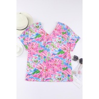 Azura Exchange Loose Fit Floral Print V Neck T Shirt - M thumbnail