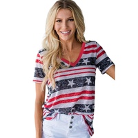 Azura Exchange Star and Stripe Print V-Neck T-Shirt - S thumbnail