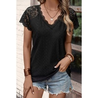 Azura Exchange Short-Sleeve Scalloped V-Neck Top - S thumbnail
