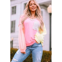 Azura Exchange Long Sleeve Striped Color Block T-Shirt - M thumbnail