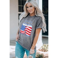 Gray USA Flag Drink Cans Slogan Graphic Tee - S thumbnail