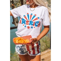 White AMERICA Star Graphic Round Neck Tee - M thumbnail