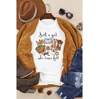 White Just A Girl Who Loves Fall Graphic T Shirt - M thumbnail