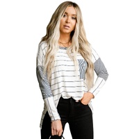 Azura Exchange Patchwork High Low Side Slits Long Sleeve Top - M thumbnail